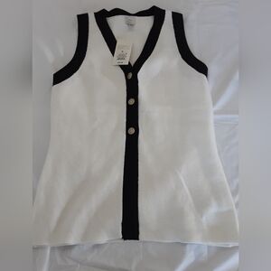 White Sweater Vest with Black Accents C170